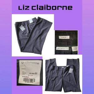 LIZ CLAIBORNE WOMENS BLACK WITH MULTI-COLORED HIGHLIGHTS STRETCH TROUSERS BNWTS